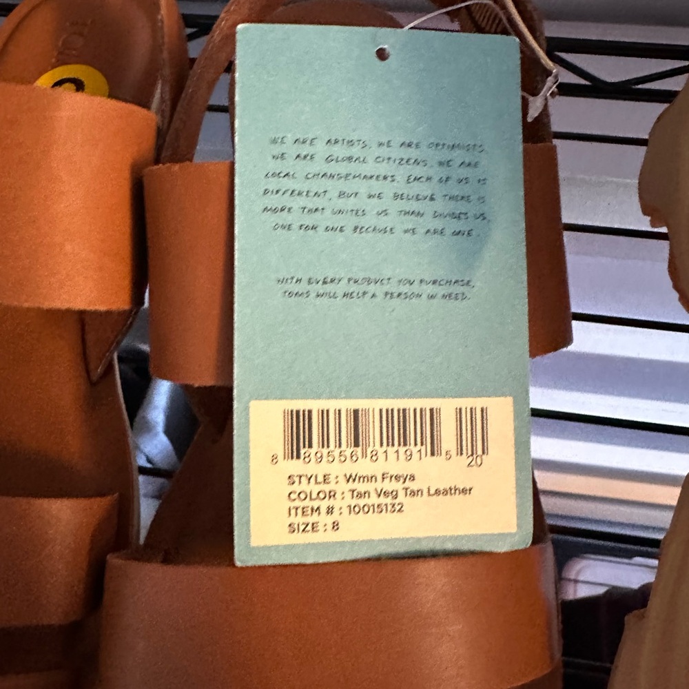 Toms Tan Leather Sandals - Picture 2 of 2